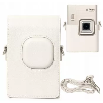 LOVEINSTANT pilkos spalvos PU odos apsauginis dėklas, skirtas Fujifilm Instax Mini LiPlay+ hibridinei momentinei kamerai su petnešėle