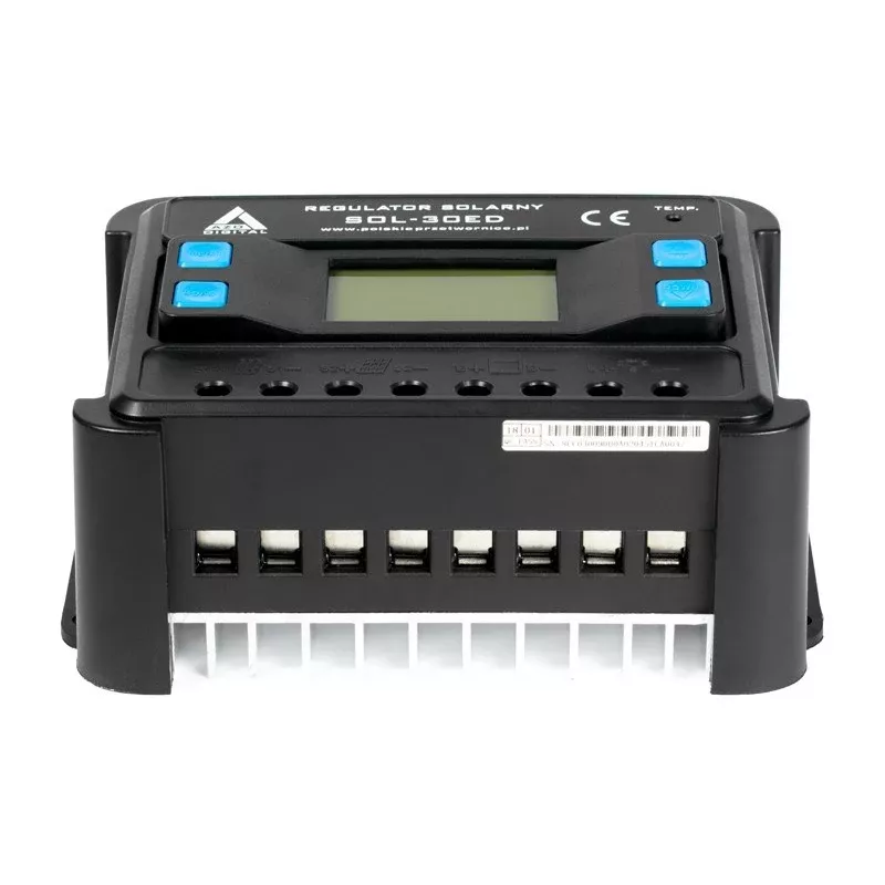 AZO Digital PWM SOL-30ED 12/24V 30A saulės įkrovimo valdiklis su LCD ekranu