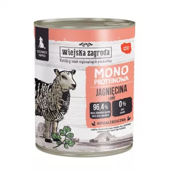 WIEJSKA ZAGRODA Mono Puppy Lamb - šlapias šunų maistas - 800g