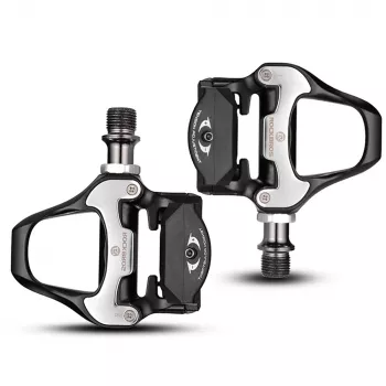 ROCKBROS LP-RD2BK plento dviračio pedalai, suderinami su Shimano SPD-SL ir geltonais kaladėlėmis - juoda sidabrinė