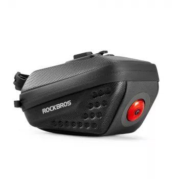 ROCKBROS C59 kieto korpuso balno krepšys su 250 mAh žibintuvėliu, juodas