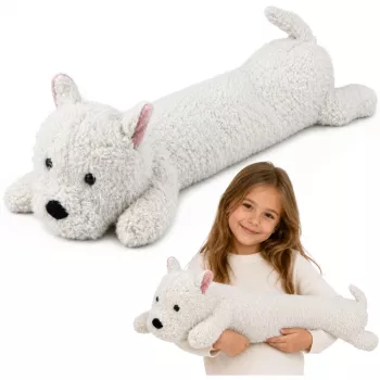 LEAN TOYS Vakarų aukštumų baltasis terjeras pliušinis šuo minkštas žaislas baltas 60 cm