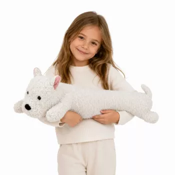 LEAN TOYS Vakarų aukštumų baltasis terjeras pliušinis šuo minkštas žaislas baltas 60 cm