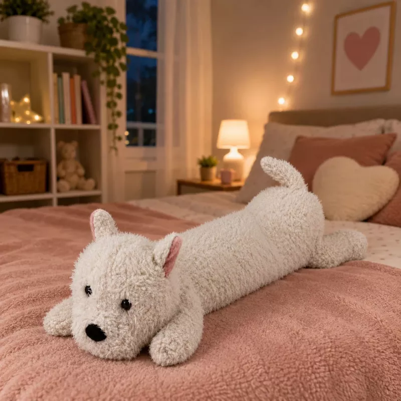 LEAN TOYS Vakarų aukštumų baltasis terjeras pliušinis šuo minkštas žaislas baltas 60 cm