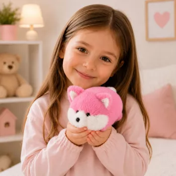 LEAN TOYS Pliušinė lapė, rožinis minkštas kailis, 16 cm