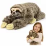 LEAN TOYS Realistinis tinginio pliušinis žaislas su Velcro letenėlėmis 34 cm
