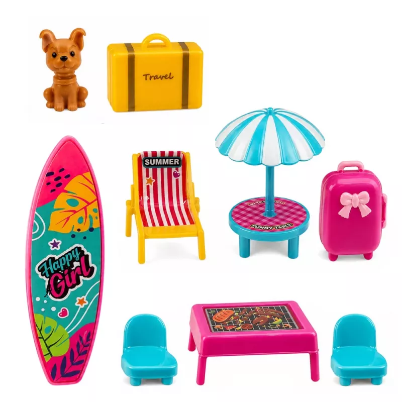 LEAN TOYS Meleks golfo rinkinys lėlėms su šuniuku - šventinis aksesuaras