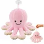 LEAN TOYS Pliušinis aštuonkojis su siurbtuku, rožinis, 16 cm