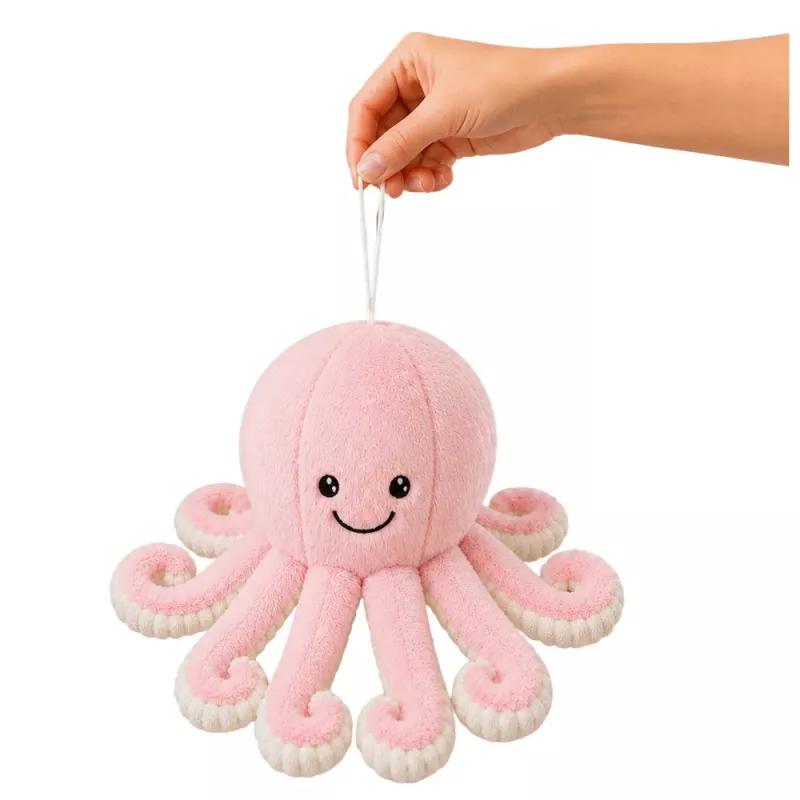 LEAN TOYS Pliušinis aštuonkojis su siurbtuku, rožinis, 16 cm
