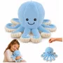 LEAN TOYS Plush aštuonkojis minkštas žaislas su elastingomis čiuptuvėmis mėlynas 30 cm