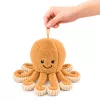 LEAN TOYS Pliušinis aštuonkojis su elastingais čiuptuvais, smėlio spalvos, 30 cm
