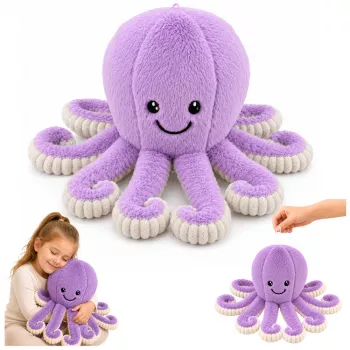 LEAN TOYS pliušinis aštuonkojis su elastingais čiuptuvais, violetinis, 50 cm