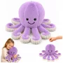 LEAN TOYS pliušinis aštuonkojis su elastingais čiuptuvais, violetinis, 50 cm