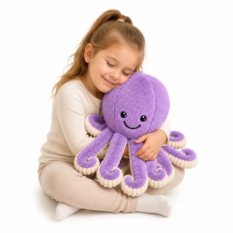 LEAN TOYS pliušinis aštuonkojis su elastingais čiuptuvais, violetinis, 50 cm