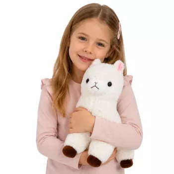 LEAN TOYS Minkšta alpakos lamos žaislas, baltas, 38 cm