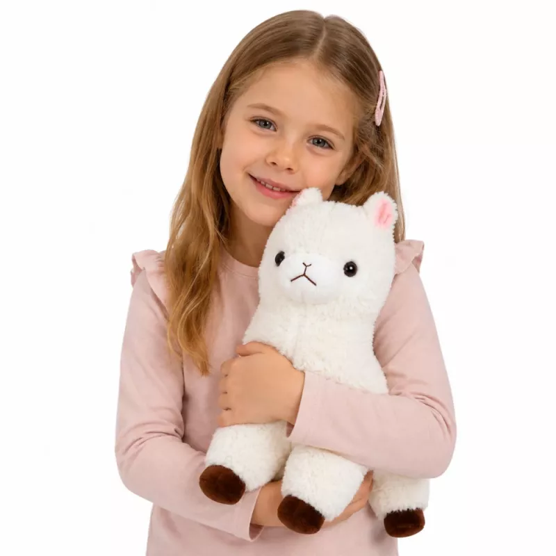 LEAN TOYS Minkšta alpakos lamos žaislas, baltas, 38 cm
