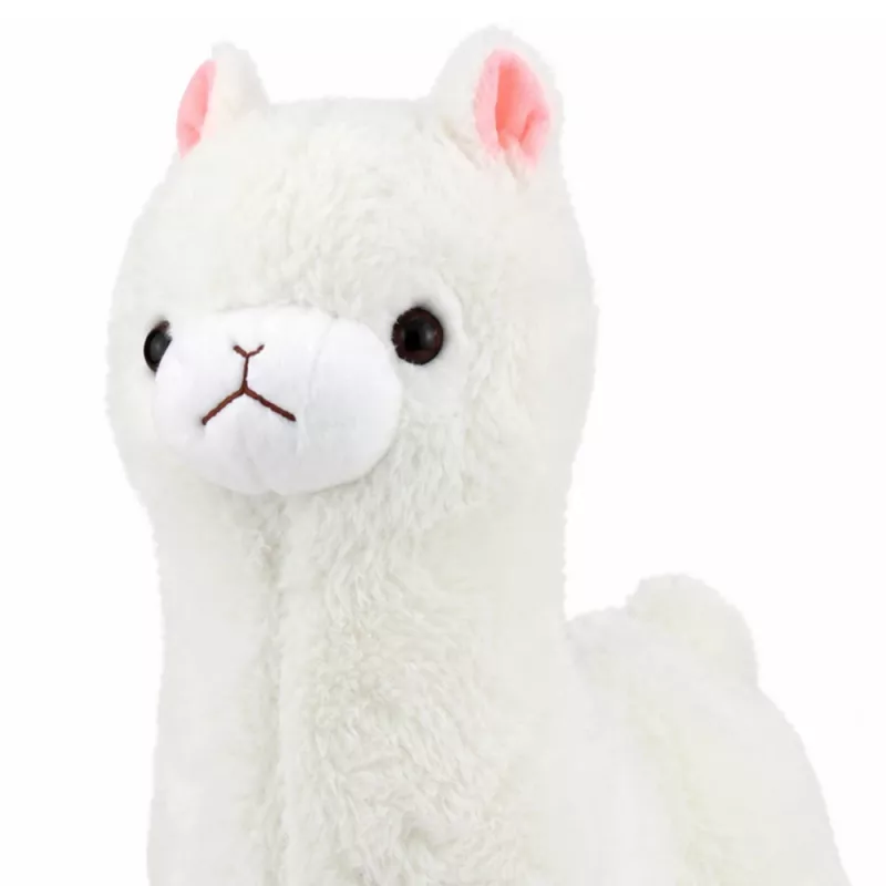 LEAN TOYS Minkšta alpakos lamos žaislas, baltas, 38 cm