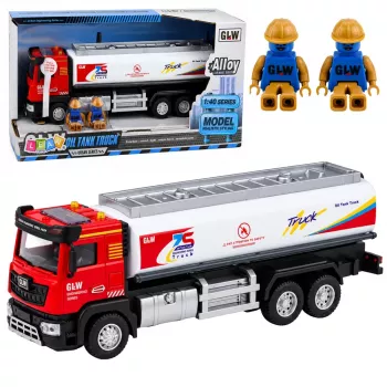 LEAN TOYS Cisternos sunkvežimis Metalas Važiavimas Šviesos Garsai Raudonas ir Baltas 1:40