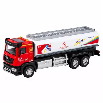 LEAN TOYS Cisternos sunkvežimis Metalas Važiavimas Šviesos Garsai Raudonas ir Baltas 1:40