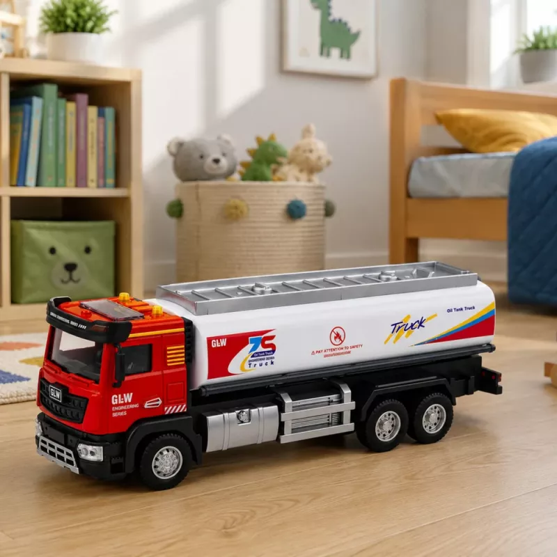 LEAN TOYS Cisternos sunkvežimis Metalas Važiavimas Šviesos Garsai Raudonas ir Baltas 1:40