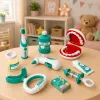 LEAN TOYS Mažojo odontologo rinkinys su vibruojančiu dantų šepetėliu, mėlynas, 15 dalių