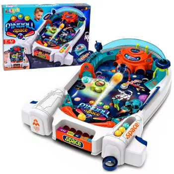 LEAN TOYS kosmoso pinbolo arkadinis žaidimas Space Pinball - raketos, kliūtys, 8 kamuoliukai