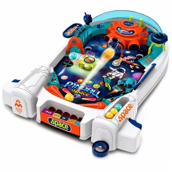 LEAN TOYS kosmoso pinbolo arkadinis žaidimas Space Pinball - raketos, kliūtys, 8 kamuoliukai
