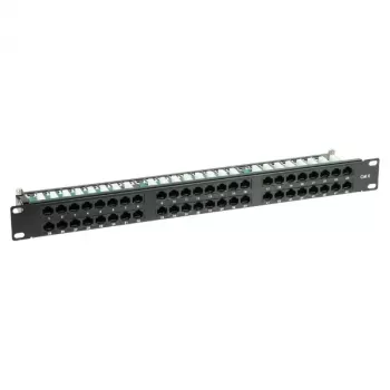 DELTA ENERGY SYSTEMS PP-48/RJ/6C 48 prievadų Cat6 UTP skydelis, 1U 19 colių, montuojamas į stelažą, juodos spalvos