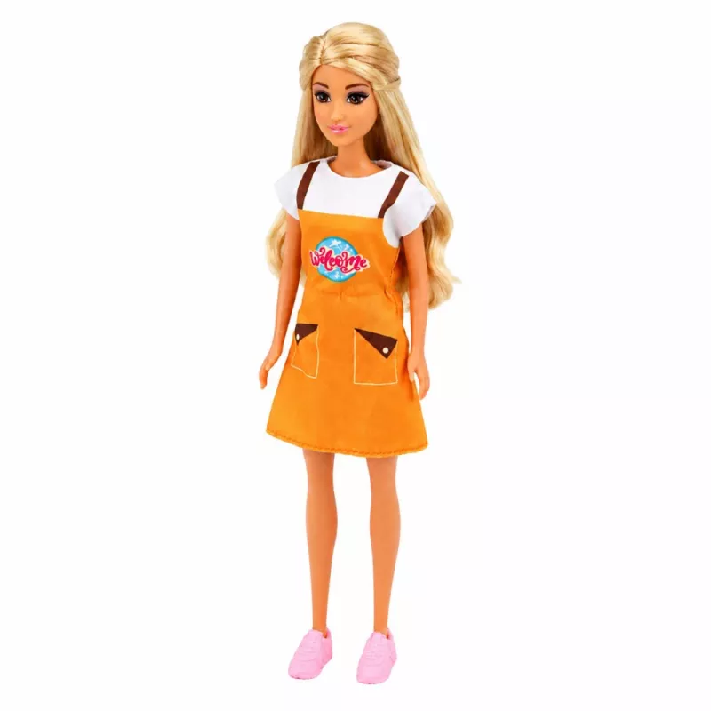 LEAN TOYS Anlily lėlė kasininkė pardavėja kasos aparatas maisto produktų žaidimų rinkinys