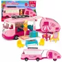 LEAN TOYS kelionių rinkinys su priekaba lėlių baldais ir aksesuarais, rožinis