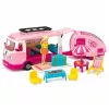 LEAN TOYS kelionių rinkinys su priekaba lėlių baldais ir aksesuarais, rožinis