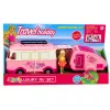 LEAN TOYS kelionių rinkinys su priekaba lėlių baldais ir aksesuarais, rožinis