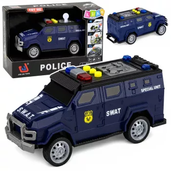LEAN TOYS SWAT Special Unit policijos automobilis 1:32 mastelio su šviesomis, garsais ir atbulinės eigos veikimu - tamsiai mėlynas