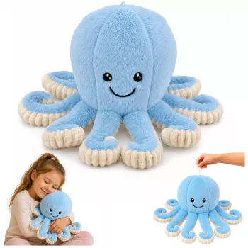 LEAN TOYS Pliušinis aštuonkojis su elastingais čiuptuvais, mėlynas, 50 cm