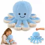 LEAN TOYS Pliušinis aštuonkojis su elastingais čiuptuvais, mėlynas, 50 cm