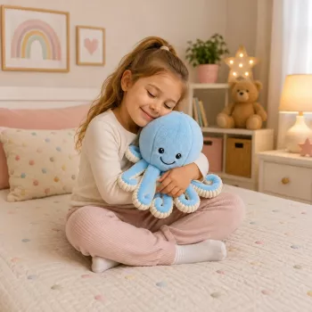 LEAN TOYS Pliušinis aštuonkojis su elastingais čiuptuvais, mėlynas, 50 cm