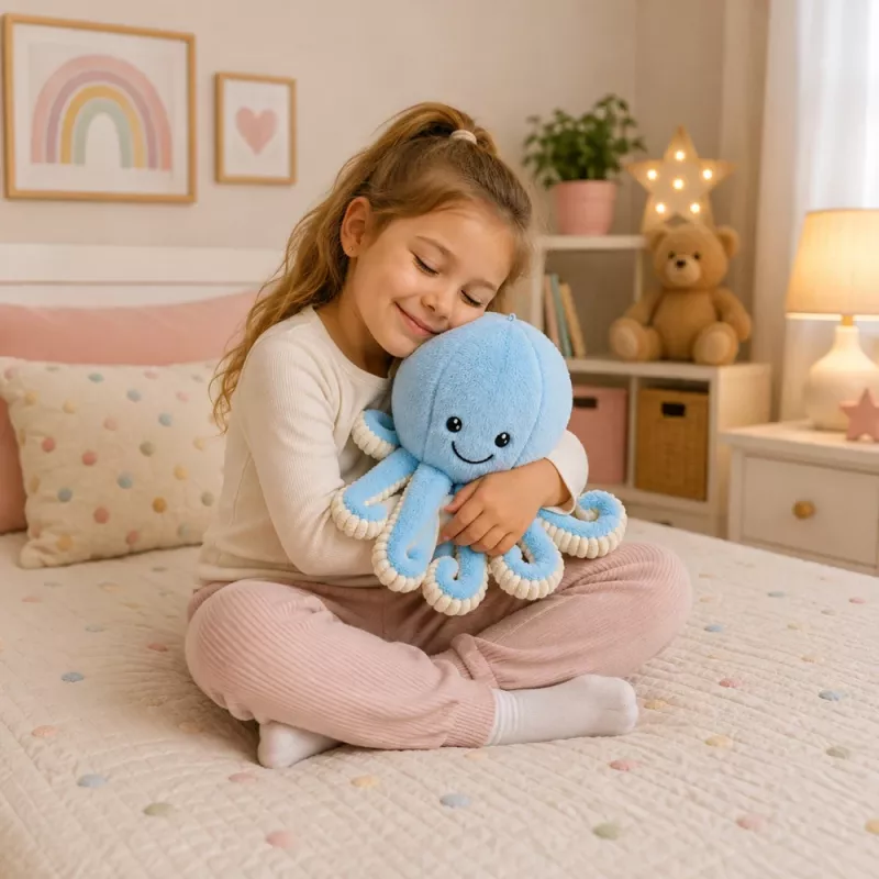 LEAN TOYS Pliušinis aštuonkojis su elastingais čiuptuvais, mėlynas, 50 cm