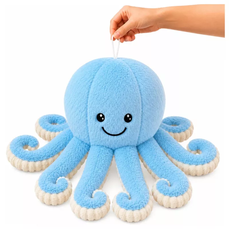 LEAN TOYS Pliušinis aštuonkojis su elastingais čiuptuvais, mėlynas, 50 cm