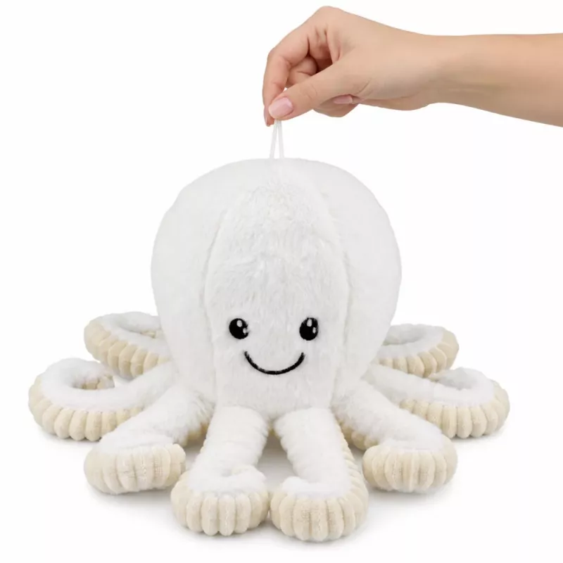LEAN TOYS Pliušinis aštuonkojis su elastingais čiuptuvais, baltas, 50 cm