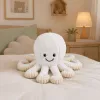LEAN TOYS Pliušinis aštuonkojis su elastingais čiuptuvais, baltas, 50 cm