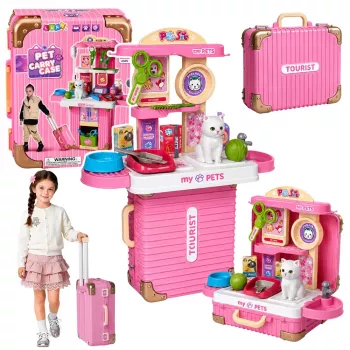 LEAN TOYS Veterinarijos lagaminas Kačiuko priežiūros rinkinys Balti aksesuarai