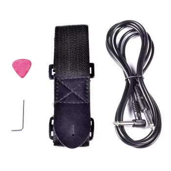 NN EG SET RED elektrinės gitaros rinkinys su 10W stiprintuvu, HSS pikapai, gitara, derintuvu, diržu, kabeliu, plektrais – raudonas