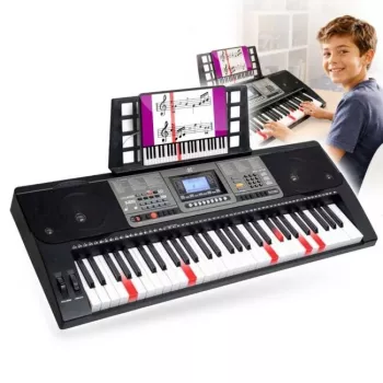 MK 816 61 klavišų elektroninė MIDI mokomoji klaviatūra su 128 garsais, 128 ritmais, įrašymu, LED ekranu, USB MIDI, ausinių išėjimu, mikrofono įėjimu, maitinimo adapteriu