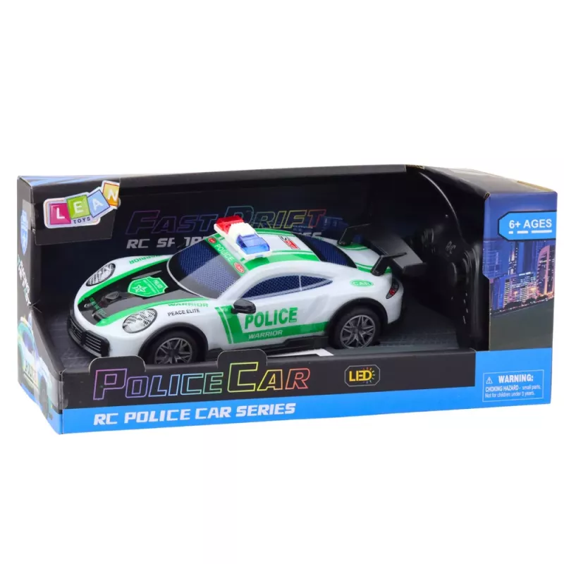 LEAN TOYS RC Drift policijos sportinis automobilis su LED žibintais 1:22