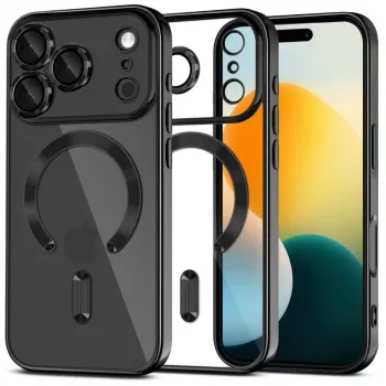 Tech-Protect Magflex MagSafe galinis dangtelis, skirtas Apple iPhone 17 Pro Max, blizganti juoda (TPU/PC)