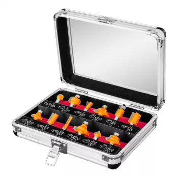 NEO TOOLS 12 dalių volframo karbido frezų rinkinys, 8 mm kotas, medinė dėžutė