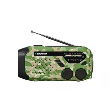 Blaupunkt ER10GC nešiojamas analoginis FM/AM radijo imtuvas su teleskopine antena, įmontuotu garsiakalbiu, nešimo rankena, žalias