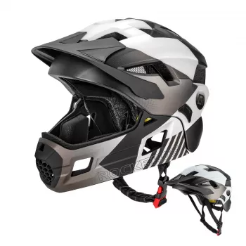 ROCKBROS TS-61 vaikiškas transformuojamas dviračio šalmas su nuimamu smakro apsaugu, M dydis (54-57 cm), pilkas