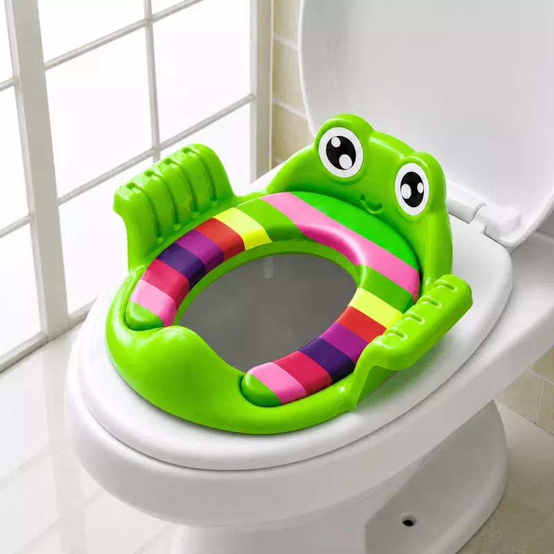 LEAN TOYS tualeto sėdynės užvalkalas vaikams, minkšta sėdynė su rankenomis, žalia
