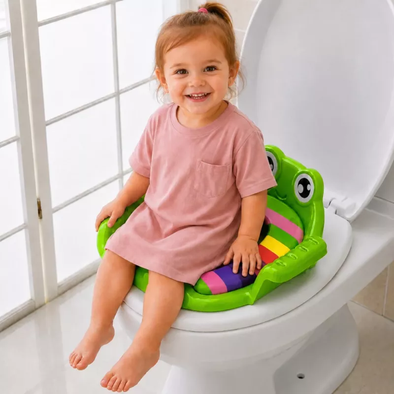 LEAN TOYS tualeto sėdynės užvalkalas vaikams, minkšta sėdynė su rankenomis, žalia
